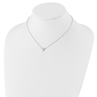 Sterling Silver Rhodium-plated Polished Shark Tooth Necklace with 2 Inch Extension, 16" view 4