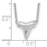Sterling Silver Rhodium-plated Polished Shark Tooth Necklace with 2 Inch Extension, 16" view 3