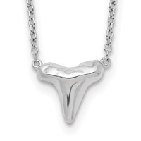 Sterling Silver Rhodium-plated Polished Shark Tooth Necklace with 2 Inch Extension, 16" view 1