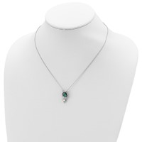 Sterling Silver Rhodium-plated Polished Abalone and Mother of Pearl Turtle Necklace, 18" view 4