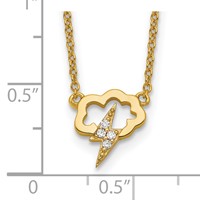 Sterling Silver Gold-tone CZ Storm Cloud Necklace with Ext, 2" view 3
