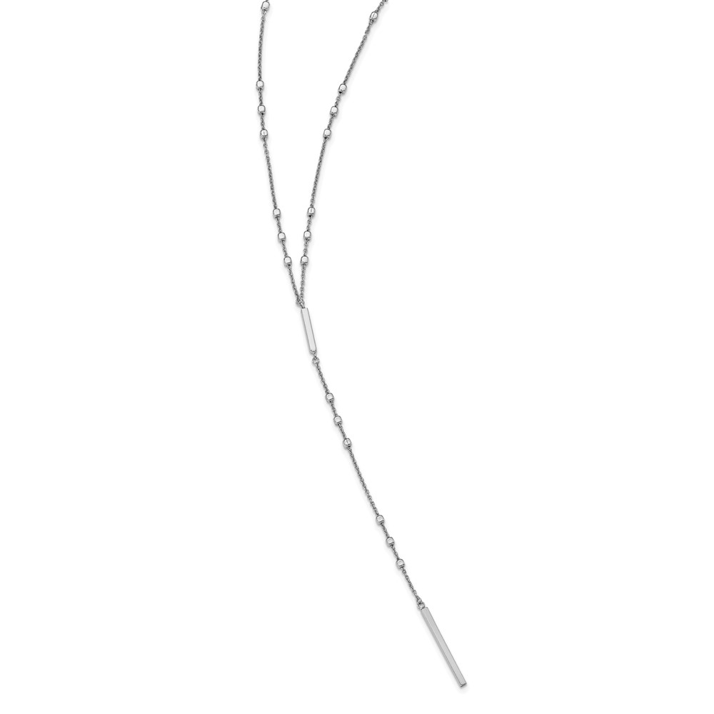 Sterling Silver Rhod-plated Beads/Vertical Bar w/ 1in ext. Y-Necklace (QG5453-22)