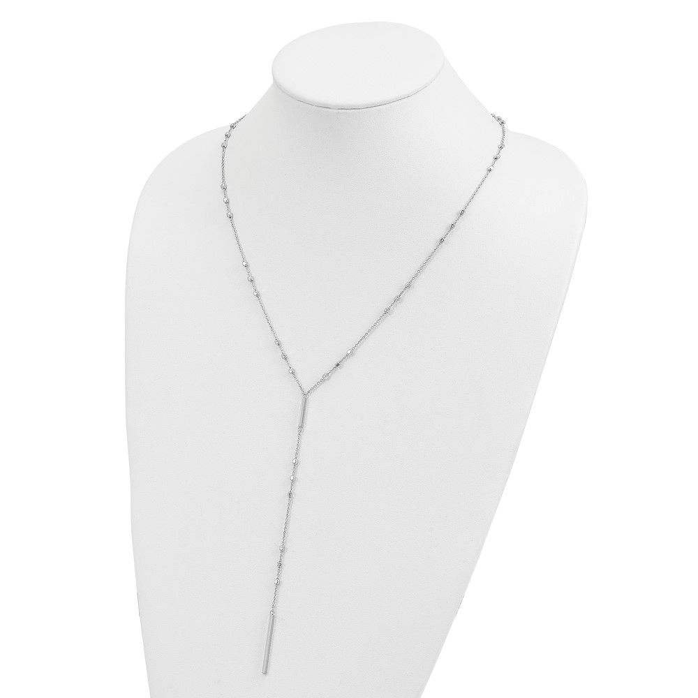 Sterling Silver Rhod-plated Beads/Vertical Bar w/ 1in ext. Y-Necklace (QG5453-22)