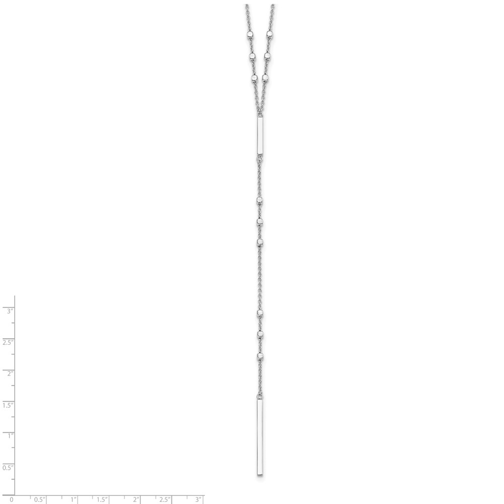 Sterling Silver Rhod-plated Beads/Vertical Bar w/ 1in ext. Y-Necklace (QG5453-22)
