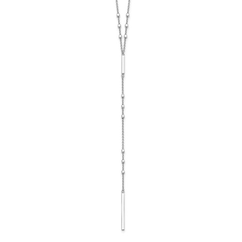 Sterling Silver Rhodium-plated Beads and Vertical Bar with 1 Inch Extension Y-Necklace, 22"