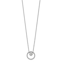 Sterling Silver Rhodium-plated CZ Circle Necklace with 1 Inch Extension, 16" view 2