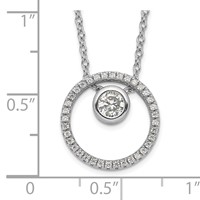Sterling Silver Rhodium-plated CZ Circle Necklace with 1 Inch Extension, 16" view 3