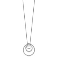 Sterling Silver Rhodium-plated CZ Loop Circles Necklace with 2 Inch Extension, 16" view 2