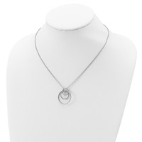 Sterling Silver Rhodium-plated CZ Loop Circles Necklace with 2 Inch Extension, 16" view 4