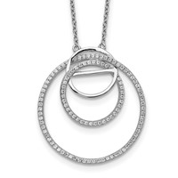 Sterling Silver Rhodium-plated CZ Loop Circles Necklace with 2 Inch Extension, 16" view 1