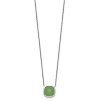 Sterling Silver Polished 11.5mm Faceted Green Chalcedony Necklace, 16" view 2