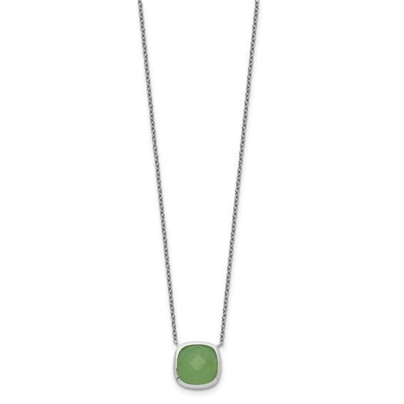 Sterling Silver Green Chalcedony Necklace
