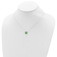 Sterling Silver Polished 11.5mm Faceted Green Chalcedony Necklace, 16" view 4