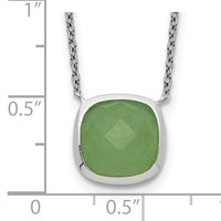 Sterling Silver Polished 11.5mm Faceted Green Chalcedony Necklace, 16" view 3