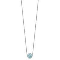 Sterling Silver Rhodium-plated 10mm Round Larimar Bead Necklace with 2 Inch Extension, 16" view 2