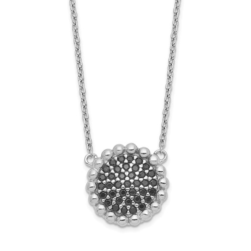 Sterling Silver Rhodium Plated Black CZ Necklace