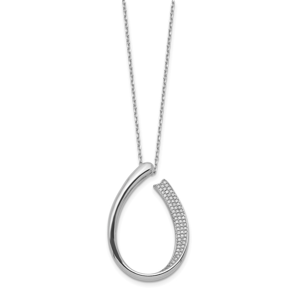 Sterling Silver Rhodium-plated CZ Micro Pave w/ 2in ext. Necklace (QG5482-16)