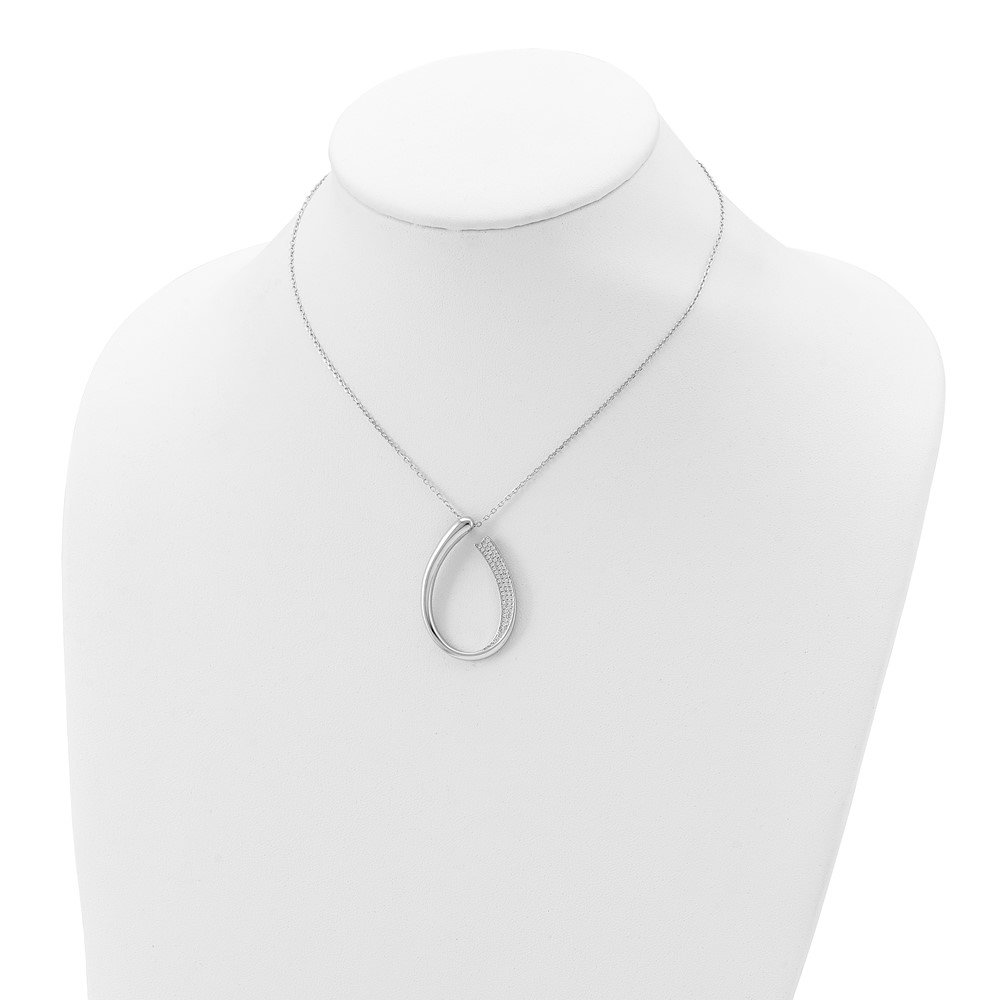 Sterling Silver Rhodium-plated CZ Micro Pave w/ 2in ext. Necklace (QG5482-16)