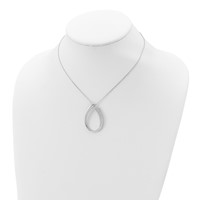Sterling Silver Rhodium-plated CZ Micro Pave Necklace with Ext., 2" view 4