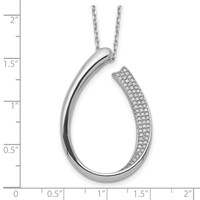 Sterling Silver Rhodium-plated CZ Micro Pave Necklace with Ext., 2" view 3