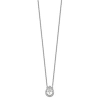 Sterling Silver Rhodium-plated Pear CZ Halo Necklace with 1 Inch Extension, 16" view 2