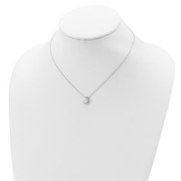 Sterling Silver Rhodium-plated Pear CZ Halo Necklace with 1 Inch Extension, 16" view 4