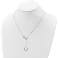 Sterling Silver Rhodium-plated Polished Open Infinity Symbol Y Drop Open Heart Necklace with 2 Inch Extension, 16" view 4
