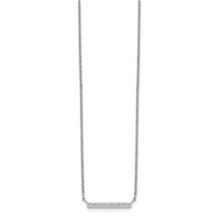 Sterling Silver Polished CZ Bar Necklace, 16" view 2