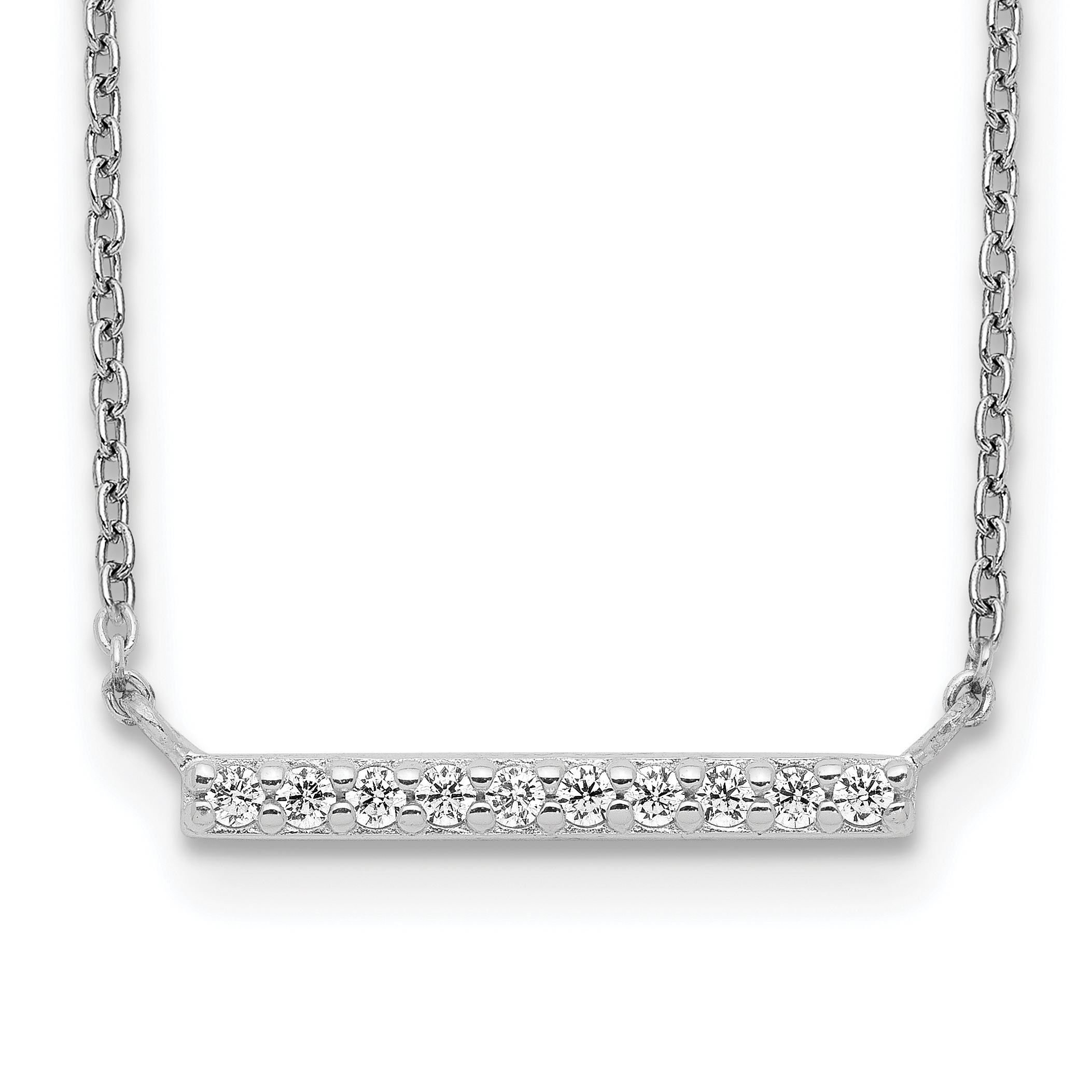 Sterling Silver CZ Bar Necklace (QG5490-16)