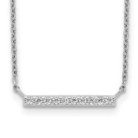 Sterling Silver Polished CZ Bar Necklace, 16" view 1
