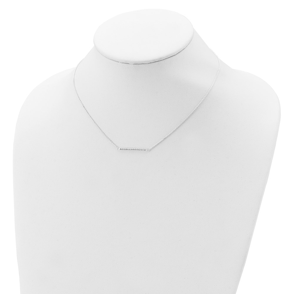 Sterling Silver CZ Bar Necklace (QG5494-16.5)