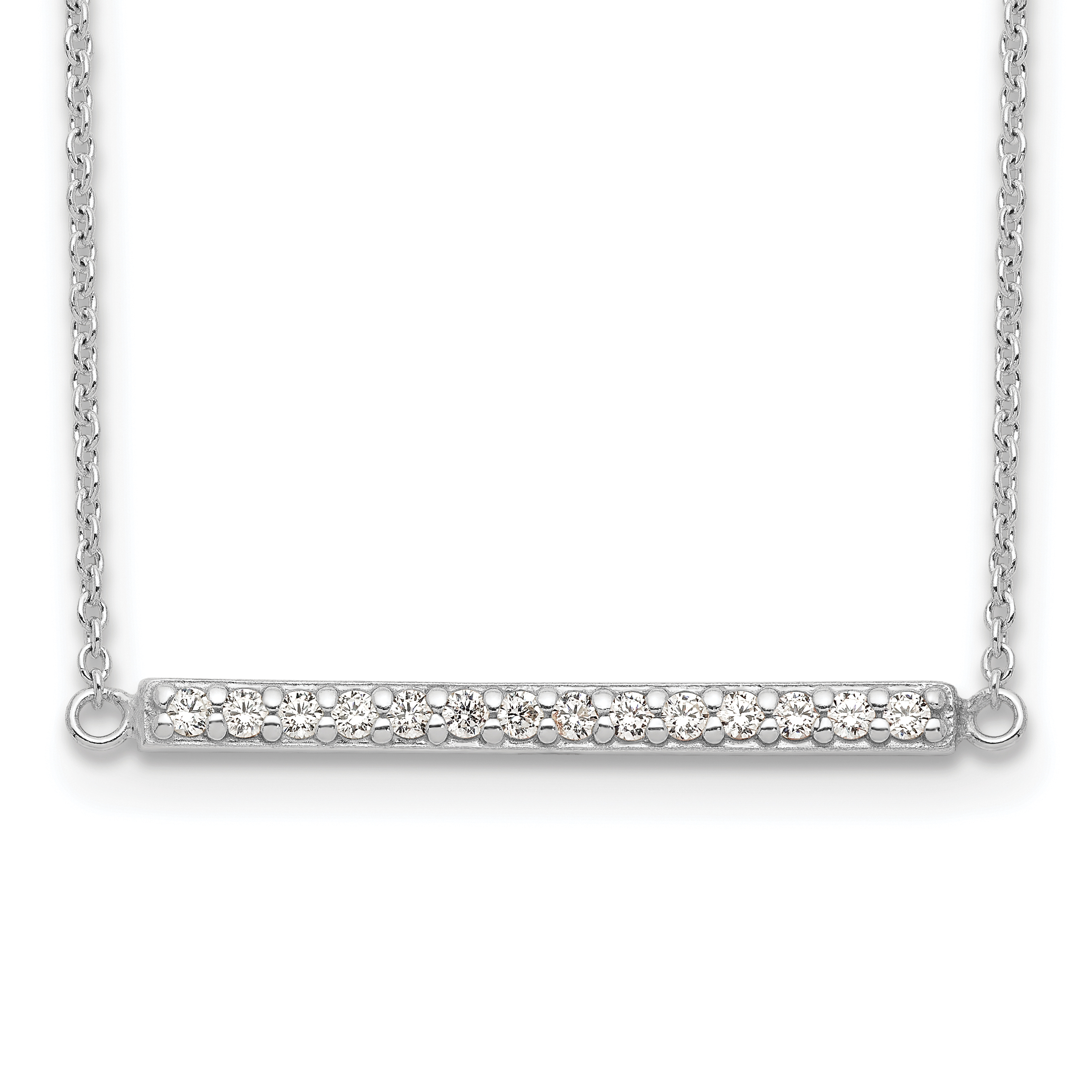 Sterling Silver CZ Bar Necklace (QG5494-16.5)