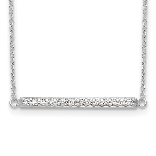 Sterling Silver Polished CZ Bar Necklace, 16.5"