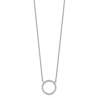 Sterling Silver Polished Circle CZ Necklace, 18" view 2