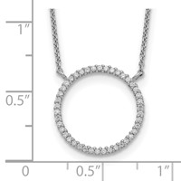 Sterling Silver Polished Circle CZ Necklace, 18" view 3