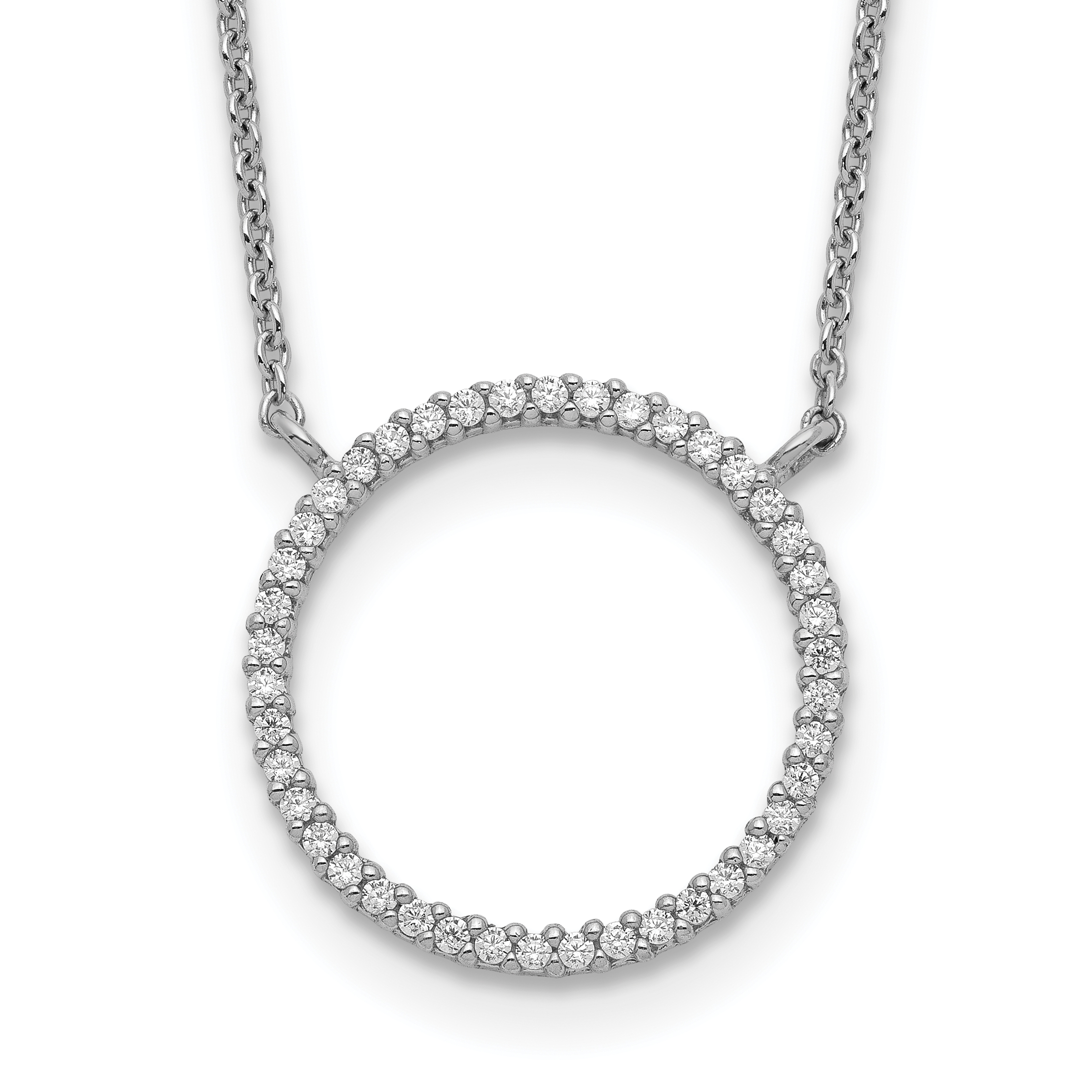 Sterling Silver Circle CZ Necklace (QG5509-18)