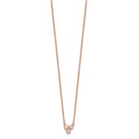 Sterling Silver Rose-tone Bezel-set 3-CZ Necklace with 2 Inch Extension, 16" view 2