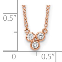Sterling Silver Rose-tone Bezel-set 3-CZ Necklace with 2 Inch Extension, 16" view 3