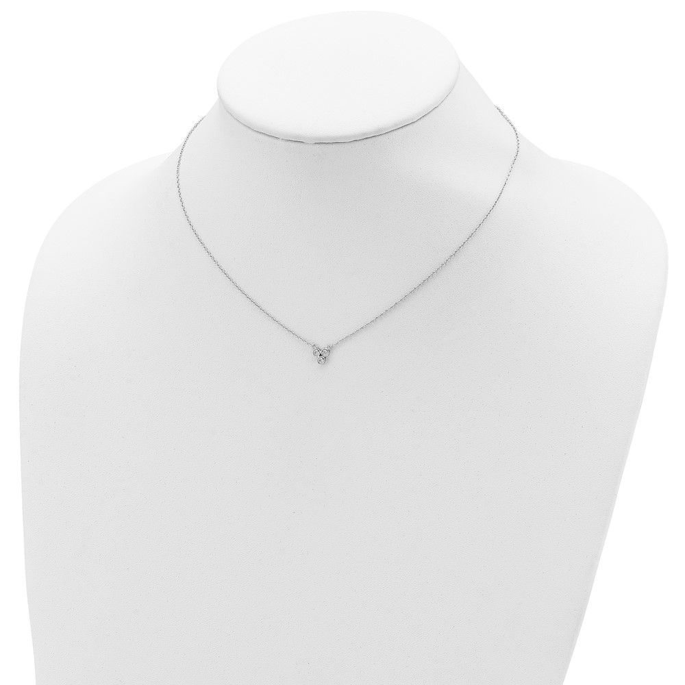 Sterling Silver Rhodium-plated 3-CZ w/ 2in ext Necklace (QG5513-16)