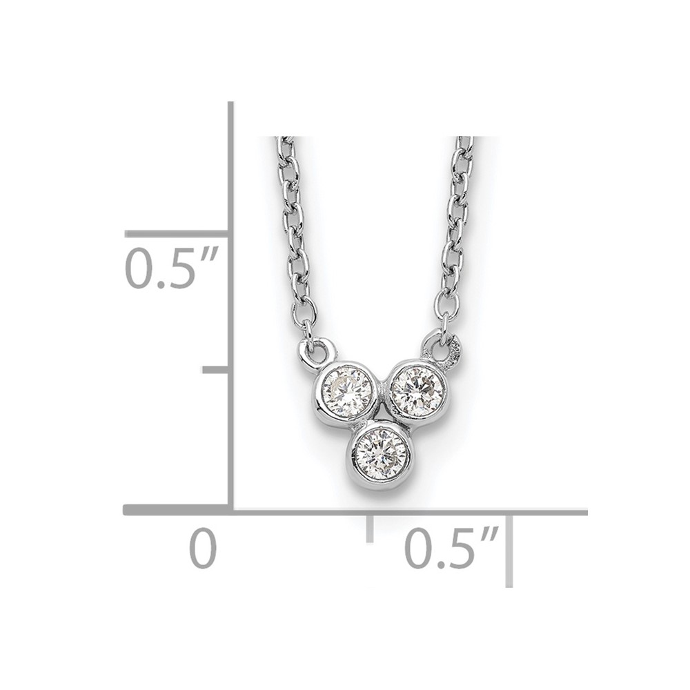 Sterling Silver Rhodium-plated 3-CZ w/ 2in ext Necklace (QG5513-16)