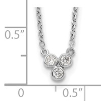 Sterling Silver Rhodium-plated Bezel-set 3-CZ Necklace with 2 Inch Extension, 16" view 3