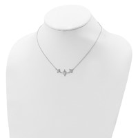 Sterling Silver Rhodium-plated CZ 3-Stars Necklace with 2 Inch Extension, 16" view 4