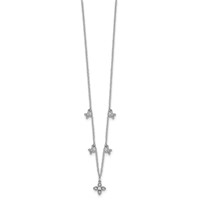 Sterling Silver Rhodium-plated CZ Crosses Necklace with 2 Inch Extension, 16" view 2