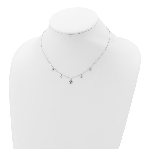 Sterling Silver Rhodium-plated CZ Crosses w/2in ext Necklace