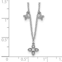Sterling Silver Rhodium-plated CZ Crosses Necklace with 2 Inch Extension, 16" view 3