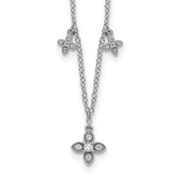 Sterling Silver Rhodium-plated CZ Crosses Necklace with 2 Inch Extension, 16" view 1