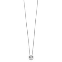 Sterling Silver Rhodium-plated Hexagon Moving CZ Necklace with 2 Inch Extension, 16" view 2