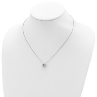 Sterling Silver Rhodium-plated Hexagon Moving CZ Necklace with 2 Inch Extension, 16" view 4