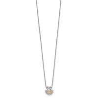 Sterling Silver RH-pltd Gold-tone Moving Pink CZ Necklace with Ext, 2" view 2