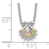 Sterling Silver RH-pltd Gold-tone Moving Pink CZ Necklace with Ext, 2" view 3